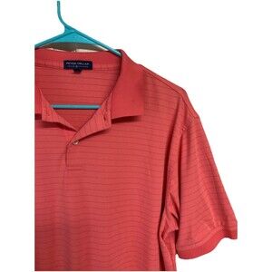Men's Peter Millar Crown Crafted Polo Short Sleeve Striped Pink Size Large
